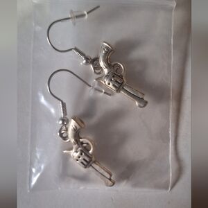 Silver Gun Charm Earrings